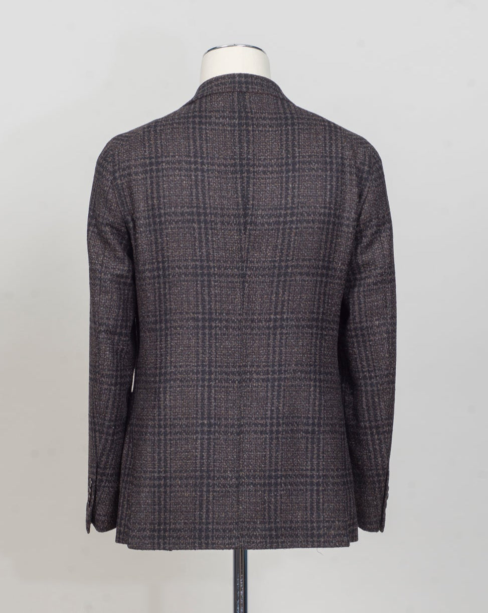 Montecarlo 1SHO22K (1.5cm longer)
Notch
SB 2 bot
2 sp
&nbsp;Art 440022
Col M1382
86% Wool 14% pl
Made in Martina Franca, Italy Tagliatore Glencheck Jacket / Brown & Black
