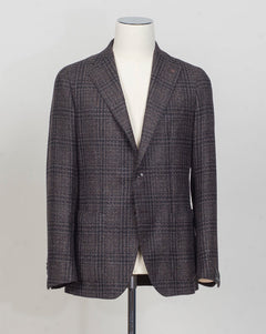 Montecarlo 1SHO22K (1.5cm longer)
Notch
SB 2 bot
2 sp
&nbsp;Art 440022
Col M1382
86% Wool 14% pl
Made in Martina Franca, Italy Tagliatore Glencheck Jacket / Brown &amp; Black