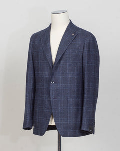 Montecarlo 1SHO22K (1.5cm longer)
Notch
SB 2 bot
2 sp
&nbsp;Art 440022
Col B1161
86% Wool 14% pl
Made in Martina Franca, Italy Tagliatore Glencheck Jacket / Blue &amp; Navy
