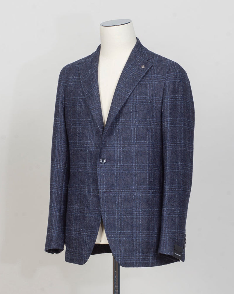 Montecarlo 1SHO22K (1.5cm longer)
Notch
SB 2 bot
2 sp
&nbsp;Art 440022
Col B1161
86% Wool 14% pl
Made in Martina Franca, Italy Tagliatore Glencheck Jacket / Blue &amp; Navy