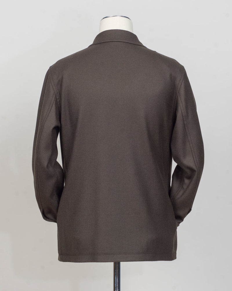 Model: G-Calvin
Art. 160069
Col. M1333 Marrone&nbsp;
Bot 51M
100% Virgin Wool&nbsp;
Heavy twill
Made in Martina Franca, Italy Tagliatore Wool Overshirt / Dark Brown