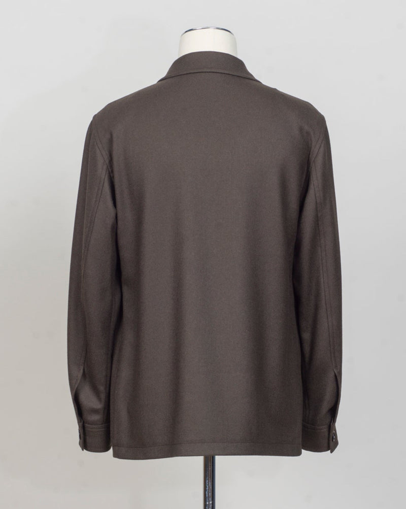 Model: G-Calvin
Art. 160069
Col. M1333 Marrone&nbsp;
Bot 51M
100% Virgin Wool&nbsp;
Heavy twill
Made in Martina Franca, Italy Tagliatore Wool Overshirt / Dark Brown