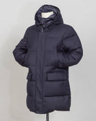 Outer fabric: 100% Virgin Wool by Vitale Barberis Canonico
Lining 1: 100% Polyester
Lining 2: 100% Polyamide
Filling: 90% Down 10% Feathers
Color: Navy / 89
Article: F09MUCX501
Snap buttons Montecore VBC Wool Down Coat / Navy