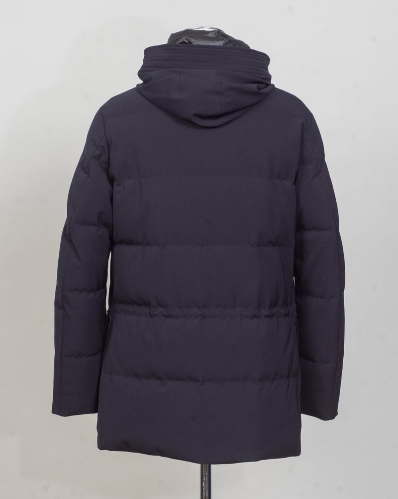 Outer fabric: 91% Polyester 9% Elastane
Lining: 100% Polyamide
Filling: 90% Down 10% Feathers
Color: Navy / 89
Article: F09MUCX738
Snap buttons Montecore Hooded Down Coat / Navy
