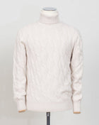 Gran Sasso Cable Roll neck 
8 gauge
Art. 13115/19659
Col 113 Natural white 
Composition 80%wo 10%ws 10%vi
Made in Italy Gran Sasso Cable Knit Rollneck / Natural White