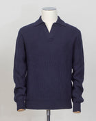 Gran Sasso Ribbed Polo Knit 
Art. 23163/25067
Col 598 Navy
Composition 100% wool
Made in Italy