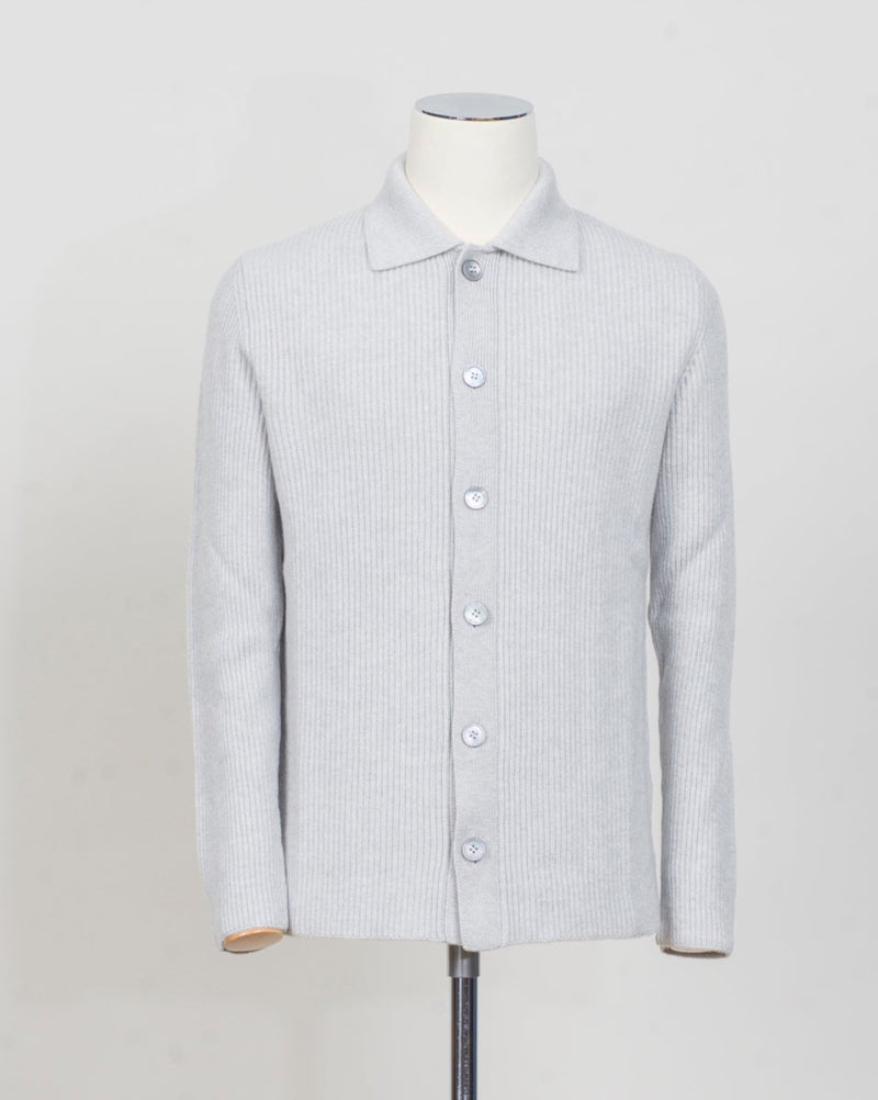Article: 23104/15561
Col 044 / Light grey
Composition: 100% Cashmere (Felted)
Made in Italy Gran Sasso Ribbed Cashmere Overshirt / Light Grey