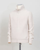 Article: 10155 / 19643
Color: 113 / Natural White
Composition: 80%wo 10%ws 10%vi
Made in Italy Gran Sasso Heavy Ribbed Full-Zip Jacket / Natural White