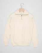 G.R.P. Firenze Ribbed Crewneck Knit
Col. Ecru 
Composition 90% wool 10% cashmere
Made in Italy G.R.P. Firenze Ribbed Half-Zip Knit / Ecru