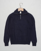 G.R.P. Firenze Ribbed Crewneck Knit
Col. Navy 
Composition 90% wool 10% cashmere
Made in Italy G.R.P. Firenze Ribbed Half-Zip Knit / Navy