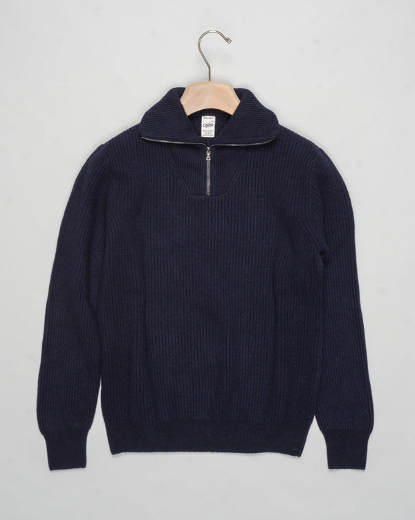G.R.P. Firenze Ribbed Crewneck Knit
Col. Navy&nbsp;
Composition 90% wool 10% cashmere
Made in Italy G.R.P. Firenze Ribbed Half-Zip Knit / Navy