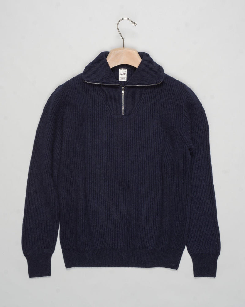 G.R.P. Firenze Ribbed Crewneck Knit
Col. Navy&nbsp;
Composition 90% wool 10% cashmere
Made in Italy G.R.P. Firenze Ribbed Half-Zip Knit / Navy