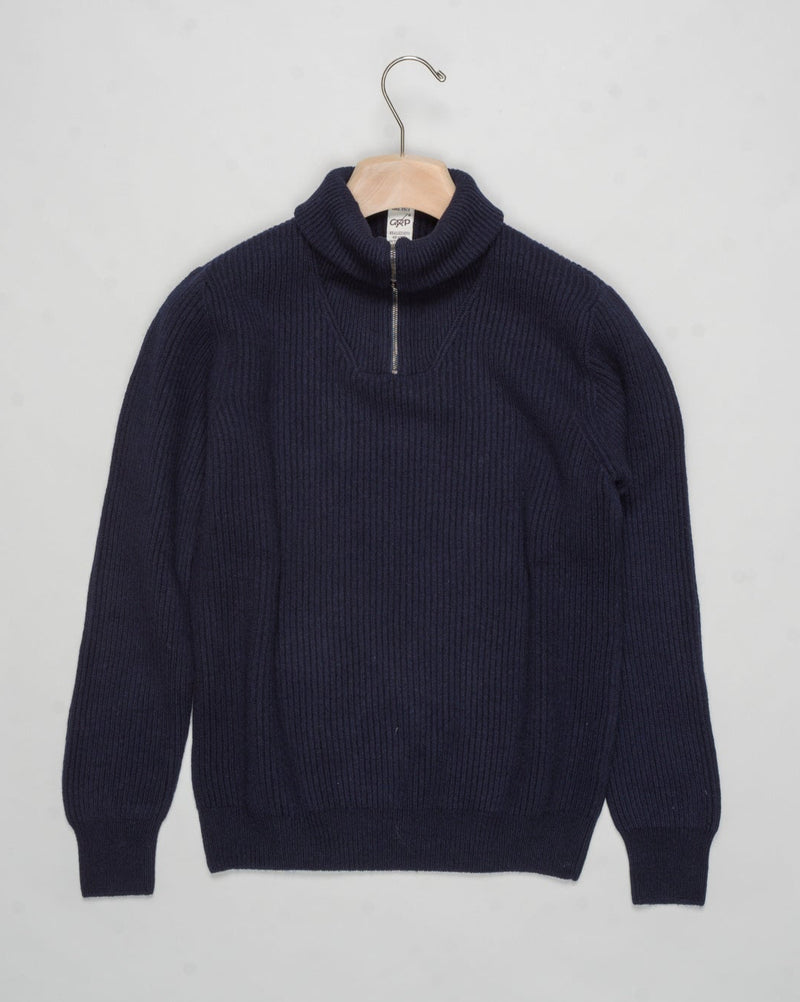 G.R.P. Firenze Ribbed Crewneck Knit
Col. Navy&nbsp;
Composition 90% wool 10% cashmere
Made in Italy G.R.P. Firenze Ribbed Half-Zip Knit / Navy