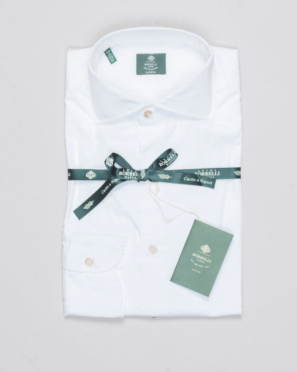 Composition: 100% Cotton Twill
Color: White / 01
made in Napoli, Italy Luigi Borrelli Washed Cotton Twill Shirt / White