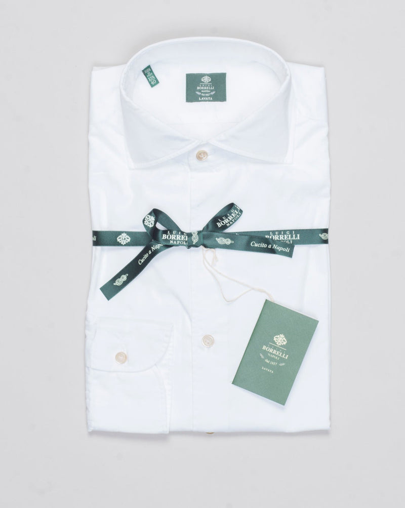Composition: 100% Cotton Twill
Color: White / 01
made in Napoli, Italy Luigi Borrelli Washed Cotton Twill Shirt / White