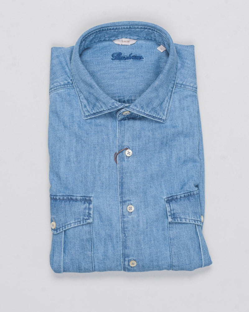 Slimline
Cut away collar
Single cuff
Mother of Pearl buttons
Composition: 100% Cotton Twofold
Article: 7737218897
Color: 815 / Blue Stenströms Casual Denim Shirt / Blue