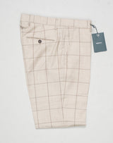 Berwich Windowpane Wool Trousers / Light Beige