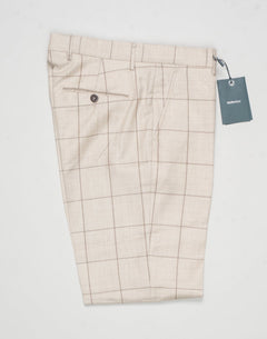 Berwich Windowpane Wool Trousers / Light Beige