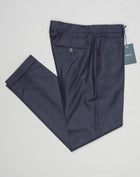 Model: Sauma20
Flat front
Front pockets: slanted
Back pockets: with button
Belt loops
3,5cm turn ups
Article: vb1504
Color: Navy
Composition: 100% virgin wool natural stretch
Made in Martina Franca, Italy Berwich VBC Flannel Trousers / Navy