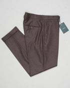 Model: Sauma20
Flat front
Front pockets: slanted
Back pockets: with button
Belt loops
3,5cm turn ups
Article: vb1504
Color: Brown
Composition: 100% virgin wool natural stretch
Made in Martina Franca, Italy Berwich VBC Flannel Trousers / Brown