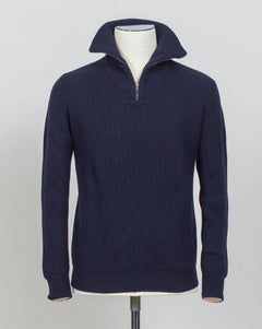 G.R.P. Firenze Ribbed Crewneck Knit
Col. Navy&nbsp;
Composition 90% wool 10% cashmere
Made in Italy G.R.P. Firenze Ribbed Half-Zip Knit / Navy