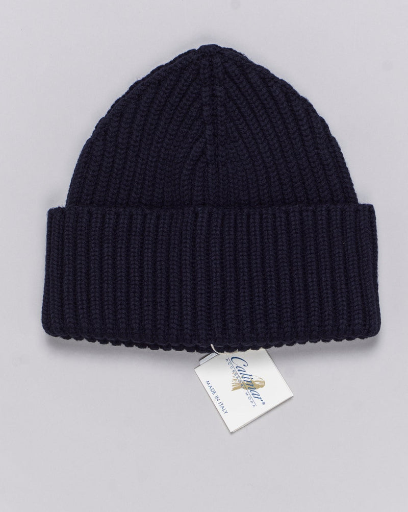 Composition: 100% Extrafine Merino Wool
Article: W23200
Color: Navy / 10215
Made in Italy Calimar Ribbed Merino Beanie / Navy