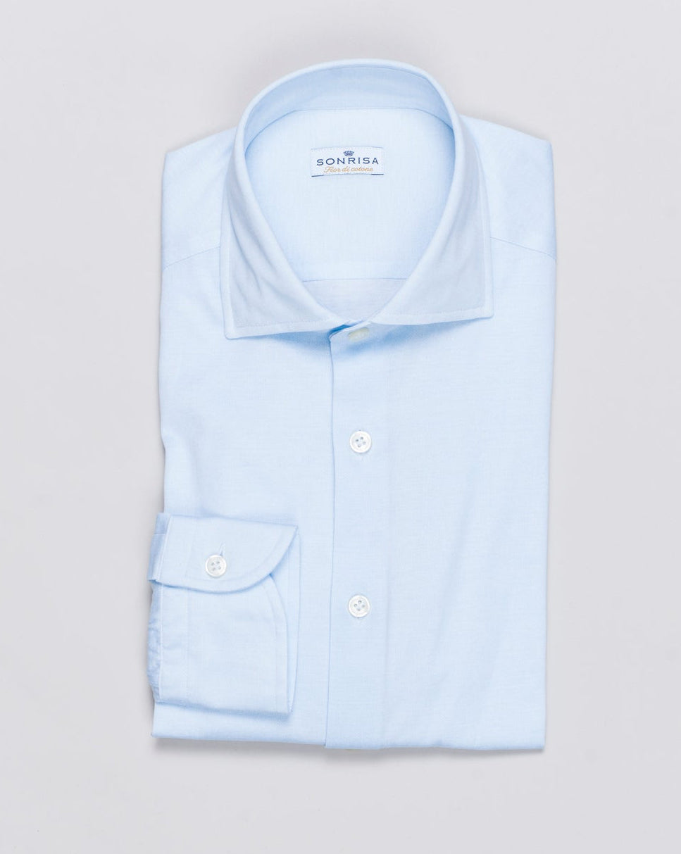 Sonrisa printed stretch jersey shirt. Most comfortable dress shirt you can imagine.
Composition: 100% Cotton
Model: FJ17
Article: J134
Color: 32 / Sky Blue Sonrisa Cotton Jersey Printed Shirt / Sky Blue