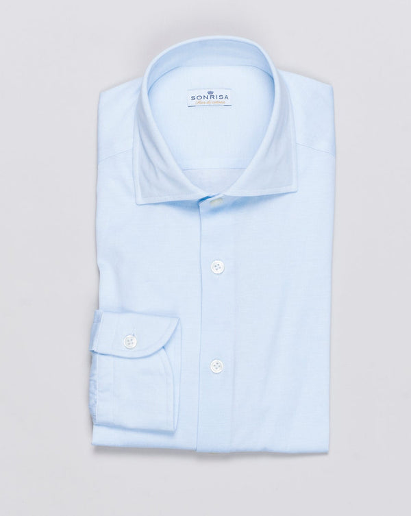 Sonrisa printed stretch jersey shirt. Most comfortable dress shirt you can imagine.
Composition: 100% Cotton
Model: FJ17
Article: J134
Color: 32 / Sky Blue Sonrisa Cotton Jersey Printed Shirt / Sky Blue
