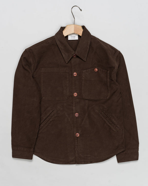 Quality 4V005
Col 7381 Brown
Model: Leo/2F
100% cotton
Made in Italy Tela Genova Moleskin Overshirt / Brown