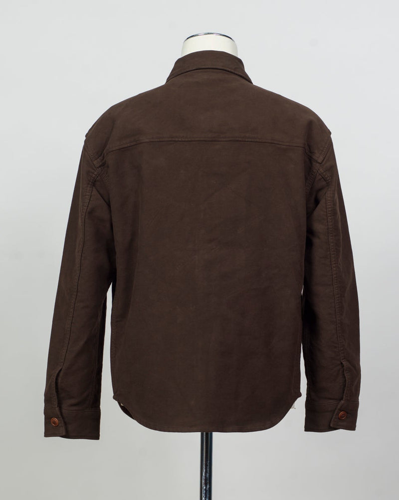 Quality 4V005
Col 7381 Brown
Model: Leo/2F
100% cotton
Made in Italy Tela Genova Moleskin Overshirt / Brown