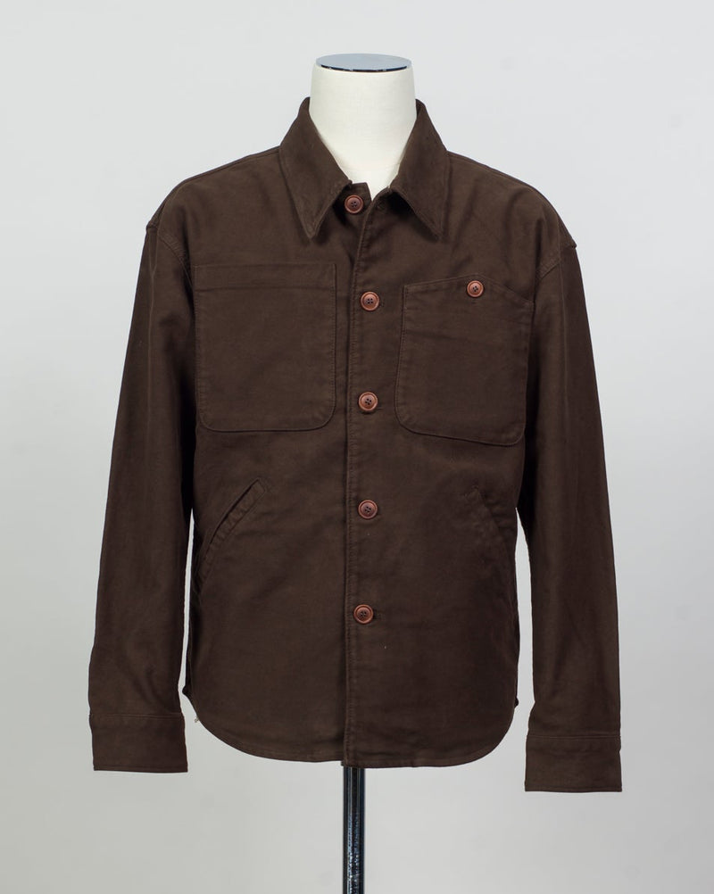Quality 4V005
Col 7381 Brown
Model: Leo/2F
100% cotton
Made in Italy Tela Genova Moleskin Overshirt / Brown