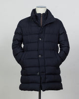 Article: PI001270U 33278 9406
Color: Navy
Main fabric: 70% viscose 30% wool
Padding: 80% down 20% feather
Detachable bib
Snap button side pockets
Regular fit Herno Norfolk Wool Blend Down Coat / Navy