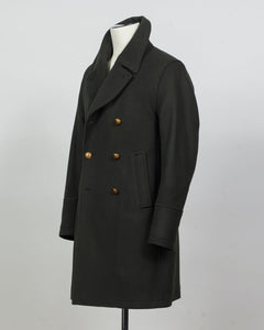 Back Length 95cm (Size 50)
Composition: 90% Wool 10% Cashmere
Lining: 100% Viscose
Padding: 100% Polyester
Model: 50164 Peacoat Lungo Maestrale
Article: 7627
Color: 15 / Dark Green
Made in Italy Sealup Wool &amp; Cashmere Peacoat / Dark Green