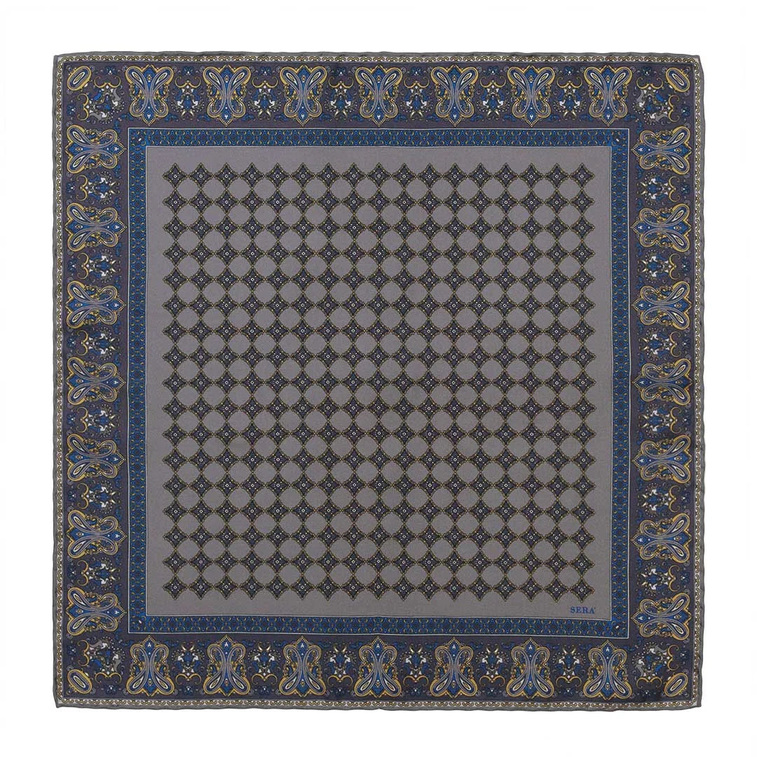 Serà Fine Silk Ravenna Pocket Square / Grey