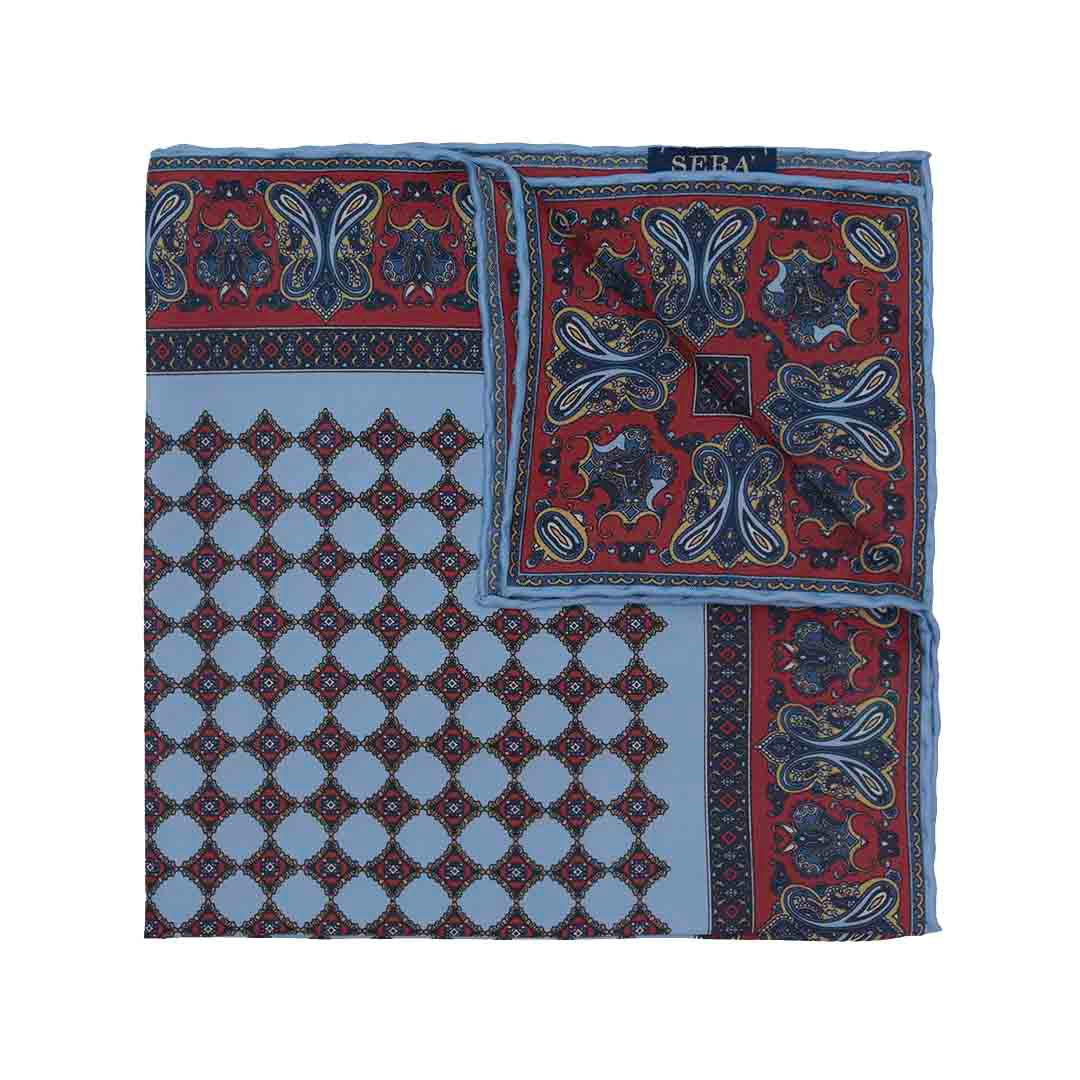 Serà Fine Silk Ravenna Pocket Square / Light Blue