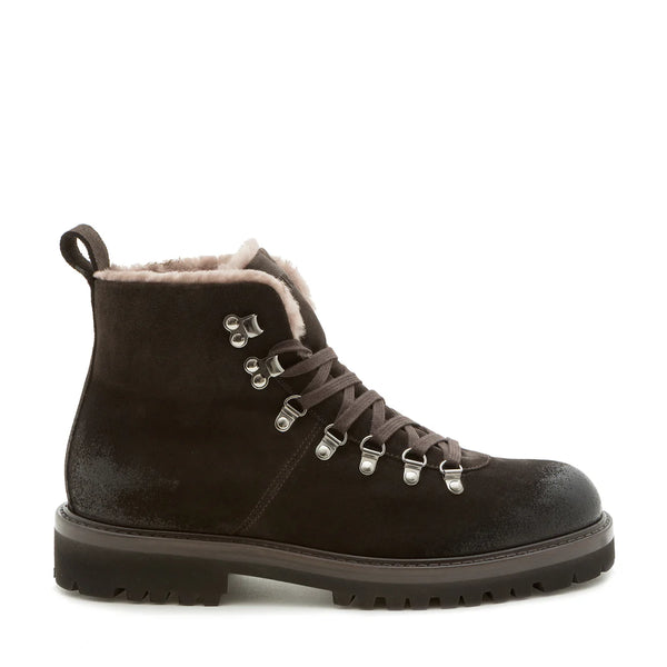 Fabiano Ricci Suede Boot / Dark Brown with Fur Lining
