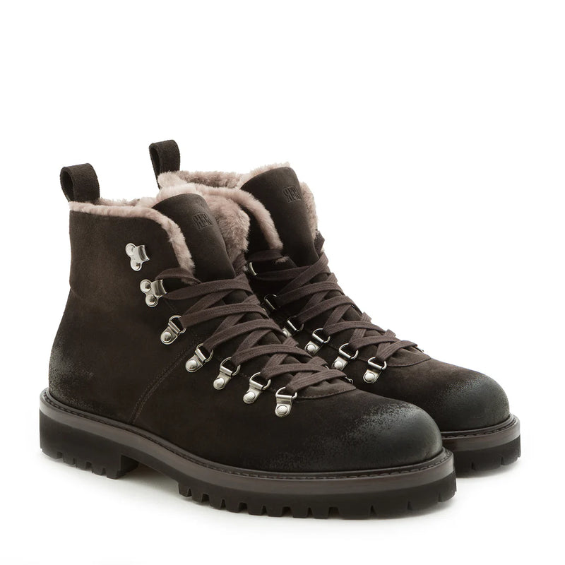 Fabiano Ricci Suede Boot / Dark Brown with Fur Lining