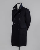 Model: Carlo/Z 
Fully Lined
Unconstructed shoulder
Color: N5051 / Black
Composition: 90% Wool 10% Cashmere
Made in Martina France, Italy Tagliatore Double-Breasted Overcoat / Black