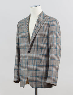Composition: 88% Wool 12% Silk
2 buttons
side vents
notch lapel
fully lined Sauma Wool &amp; Silk Glencheck Jacket / Brown