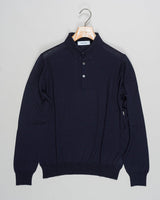 Article: 57132/13190
Color: 598 / Navy
Composition: 70% Virgin Wool 30% Silk

Made in Italy Gran Sasso Wool &amp; Silk Polo Knit / Navy