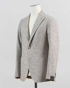 Composition: 85% Virgin wool 15% Silk
Modello: Monte Carlo / 1SMJ22K
Color: Taupe / T1043
Unconstructed shoulder
Unlined
2 Buttons
Notch lapel
Patch pockets
Side vents
Made in Martina Franca, Italy Tagliatore Wool &amp; Silk Bouclé Jacket / Light Taupe