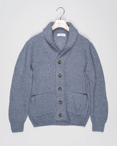 Article: 13199/19101
Color: 070 / Grey
Composition: 70% Virgin Wool 30% Polyamide

Made in Italy Gran Sasso Ribbed Shawl Collar Cardigan / Grey