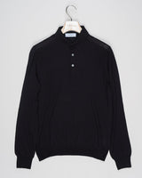 Article: 57132/13190
Color: 099 / Black
Composition: 70% Virgin Wool 30% Silk

Made in Italy Gran Sasso Wool &amp; Silk Polo Knit / Black
