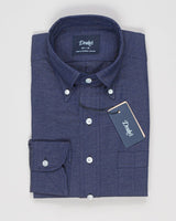Navy cotton flannel shirt with button-down collar.&nbsp;

100% Cotton. Handcrafted in Somerset, UK.

Regular Fit
Button-down collar with soft feel
Box pleat
Single round one button cuff
Chest pocket

100% cotton
Made in England Drake's Cotton Flannel Button-Down Shirt / Navy