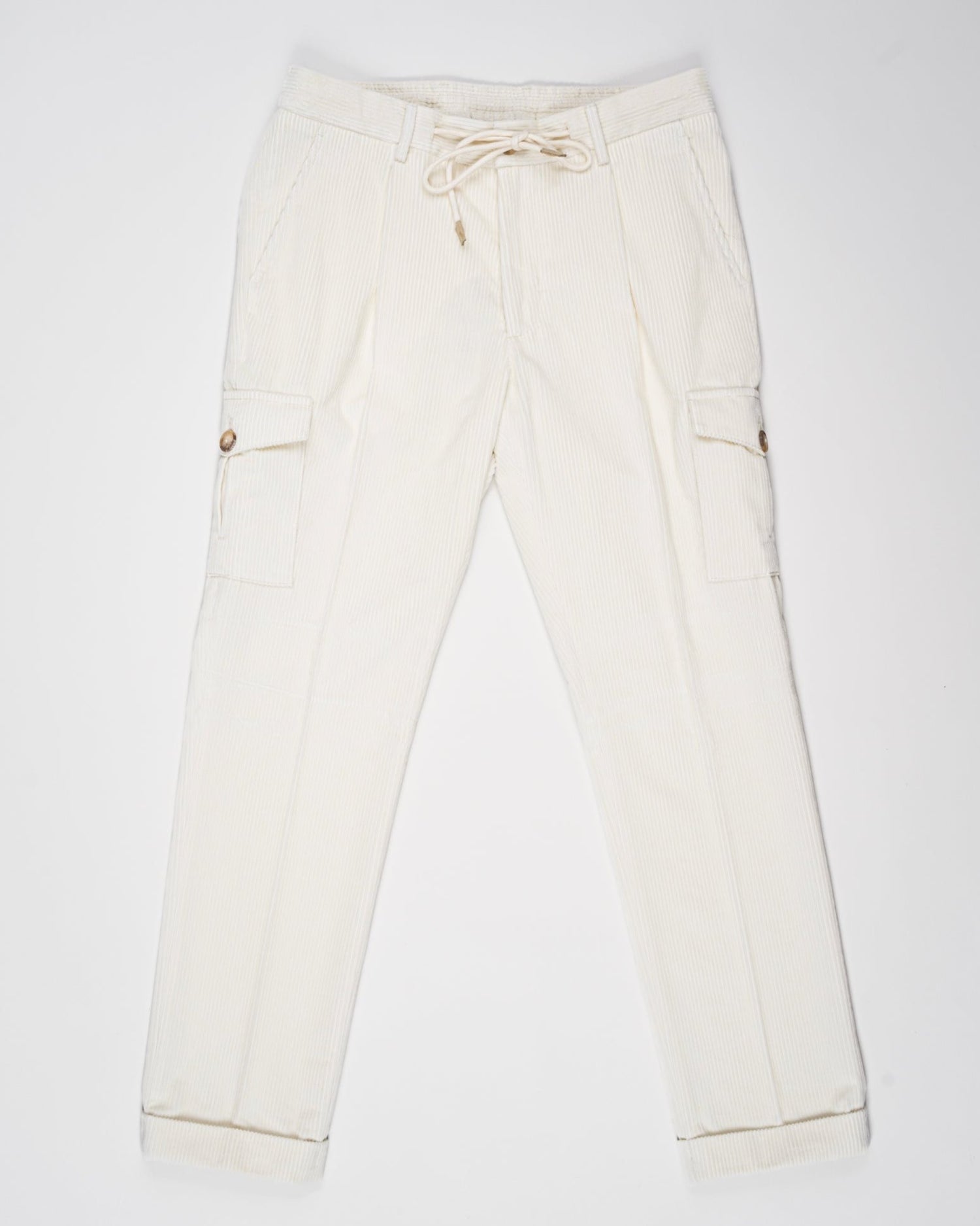 Article: 76111/52202
Composition: 100% Cotton
Color: 005 / Off White

Made in Italy
Gran Sasso Corduroy Cargo Pants / Off White