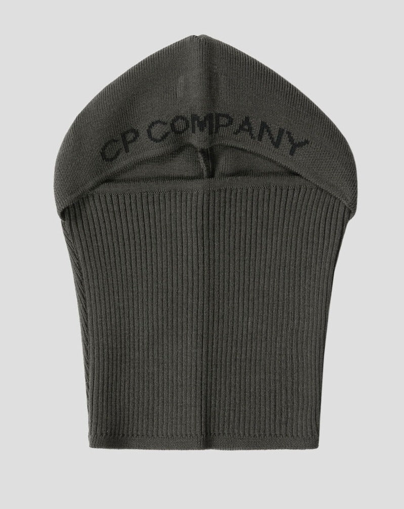 Breathable Lightweight 55% virgin wool & 45% polyester Art. 15CMAC285A 006595A Color:  670 / Olive Night One Size C.P. Company Re-Wool Balaclava / Olive Night