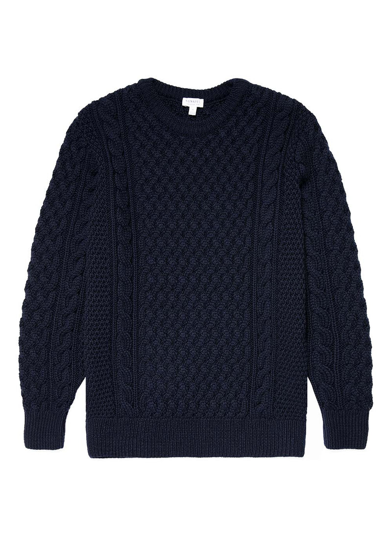 Sunspel Merino Wool Cable Jumper Navy – Vaatturiliike Sauma Oy