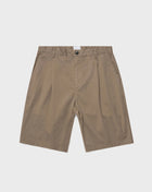 Sunspel Pleated Twill Shorts / Dark Stone