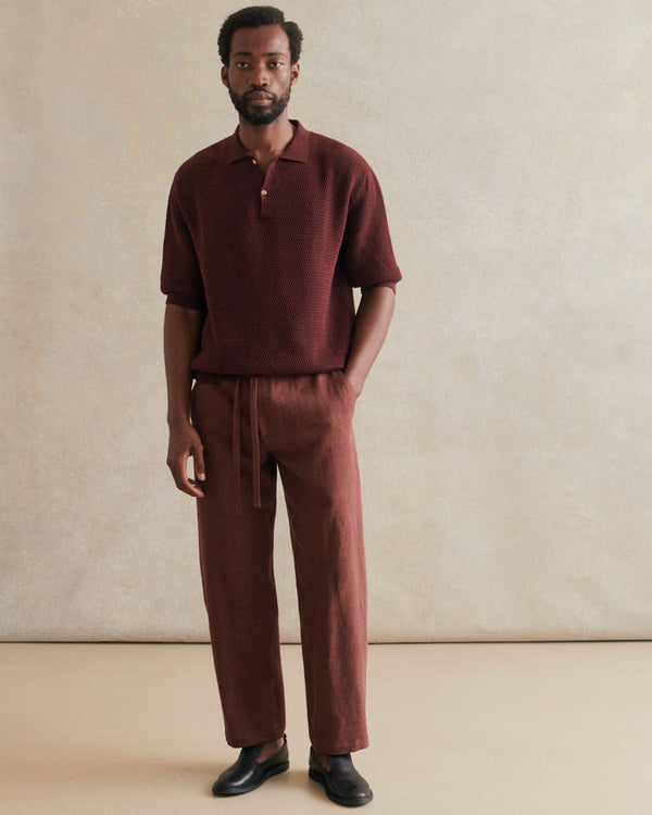De Bonne Facture Honeycomb Knit Polo / Plum