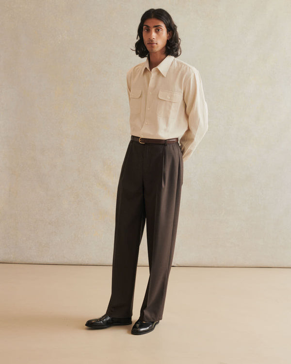 De Bonne Facture Cotton & Hemp Twill Artist Shirt / Undyed